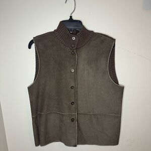 J. Jill Brown Suede Vest & Ribbed Womens Size Medium